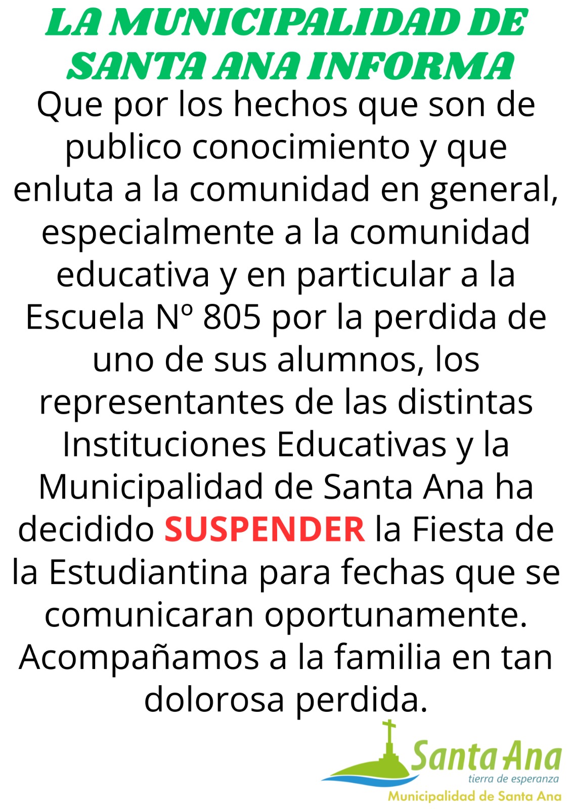 Municipalidad de Santa Ana Informa